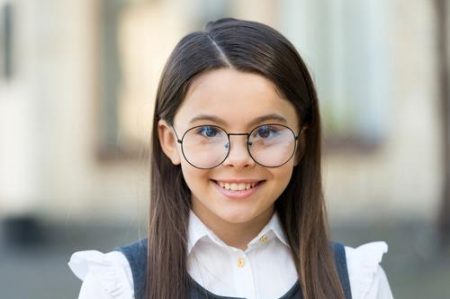 Smart,At,First,Sight.,Happy,Kid,Wear,Eyeglasses,Outdoors.,Sight